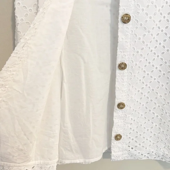 Court & Rowe White eyelet Sleeveless lined pocket summer dress women size 10 - Picture 5 of 6